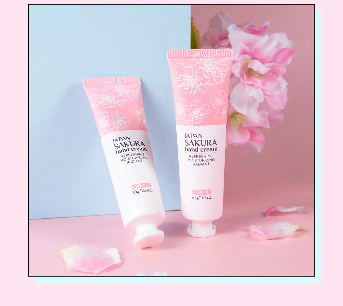 LAIKOU Sakura Hand Cream Hydrating Moisturizing Nourishing Smoothing Brightening Repairing Non‑Greasy For Dry Rough Skin 30g