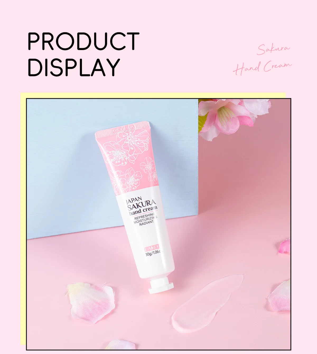 LAIKOU Sakura Hand Cream Hydrating Moisturizing Nourishing Smoothing Brightening Repairing Non‑Greasy For Dry Rough Skin 30g