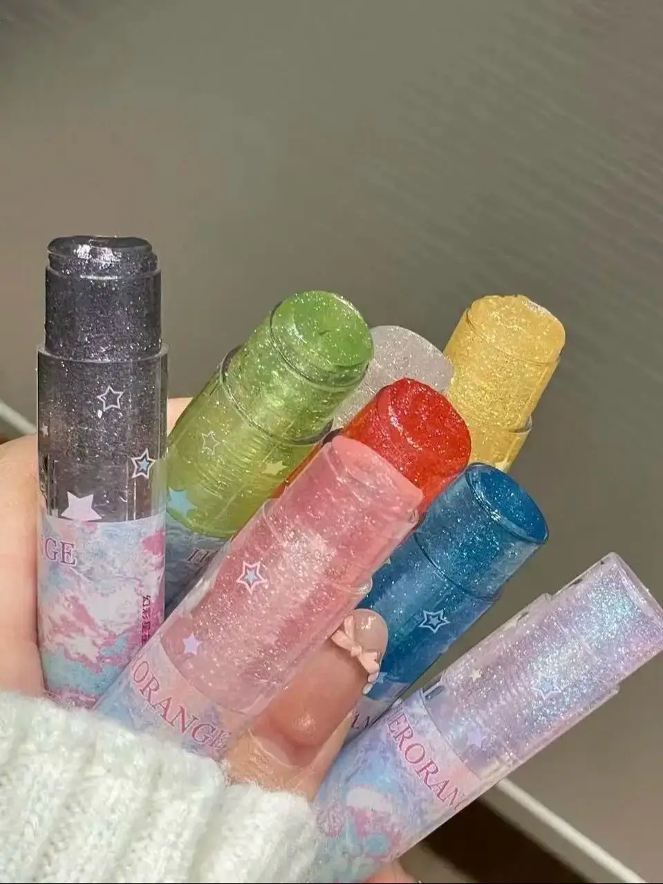 Herorange Glitter Star Lip Balm Moisturizing Repair Shiny Plump Lips Multi-Use for Daily Base Makeup