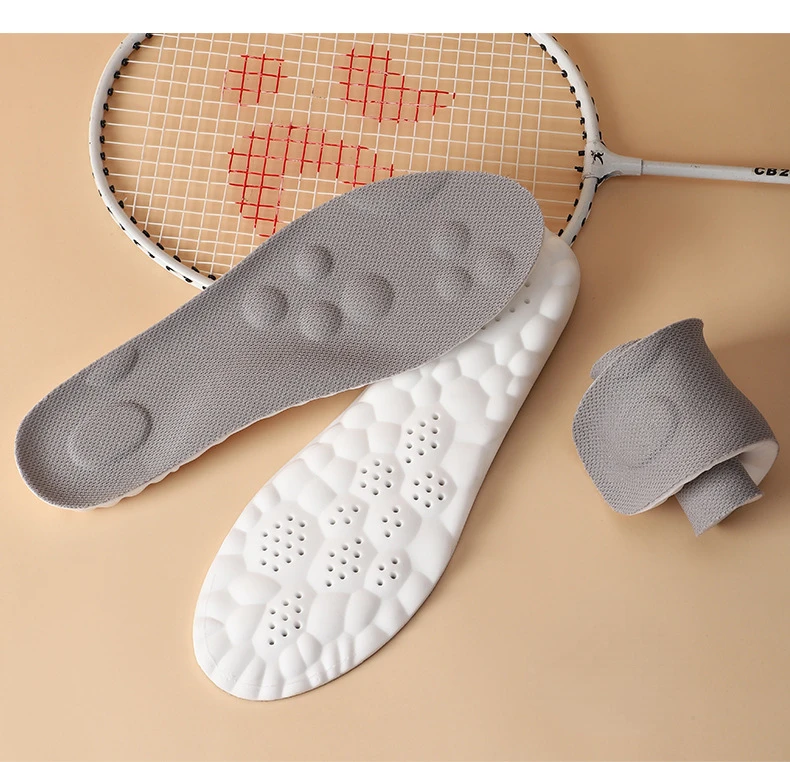 Large Size 4D Sports Massage Insoles EU47-48 for Adults High Elastic Soft Deodorization Massage PU Running Football Shoe Pads
