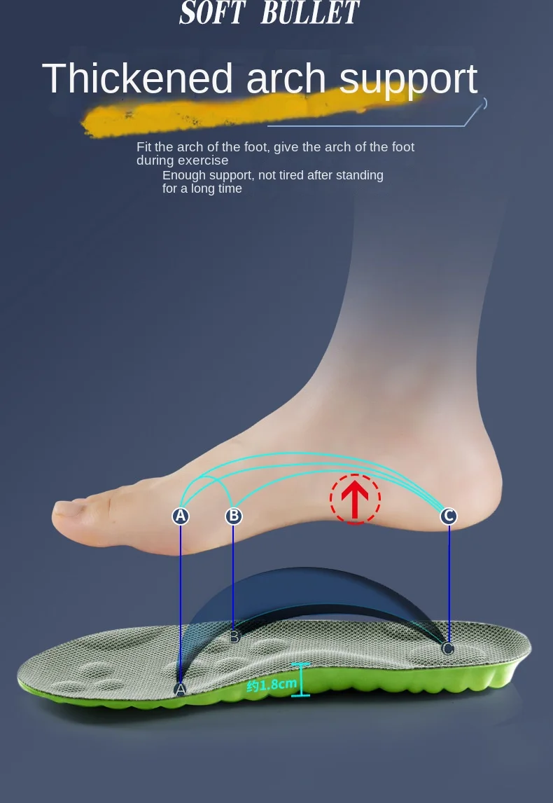 6PCS Massage Sports Insoles Super Soft Sport Insole for Feet Running Baskets Shoe Inserts Soles Arch Support Orthopedic Cushion