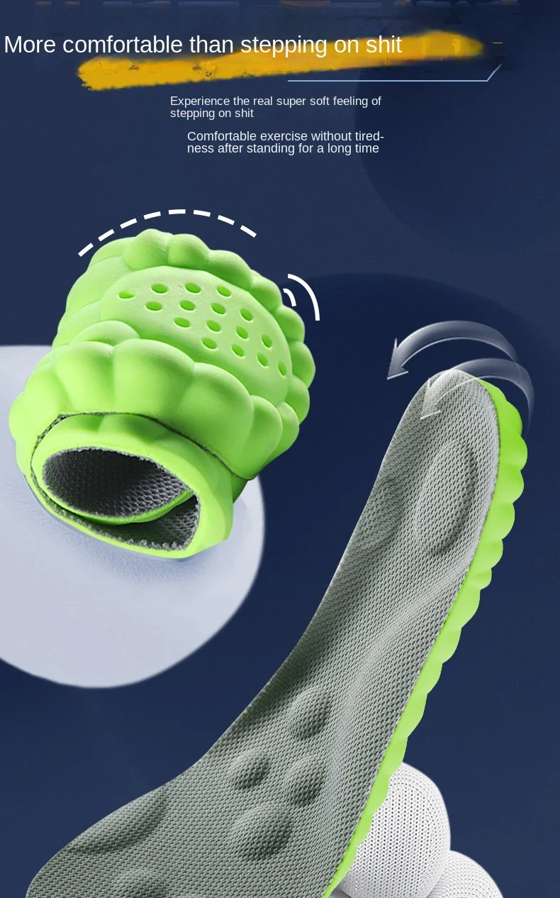 6PCS Massage Sports Insoles Super Soft Sport Insole for Feet Running Baskets Shoe Inserts Soles Arch Support Orthopedic Cushion