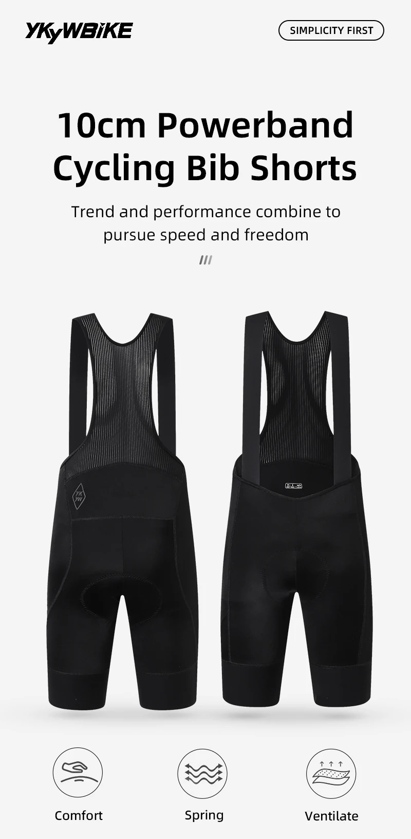 YKYWBIKE Men's Core Cycling Bib Shorts with Italy MITI Shoulder Strap Summer Road Bike Pants Bicycle Bib Shorts Pro Team