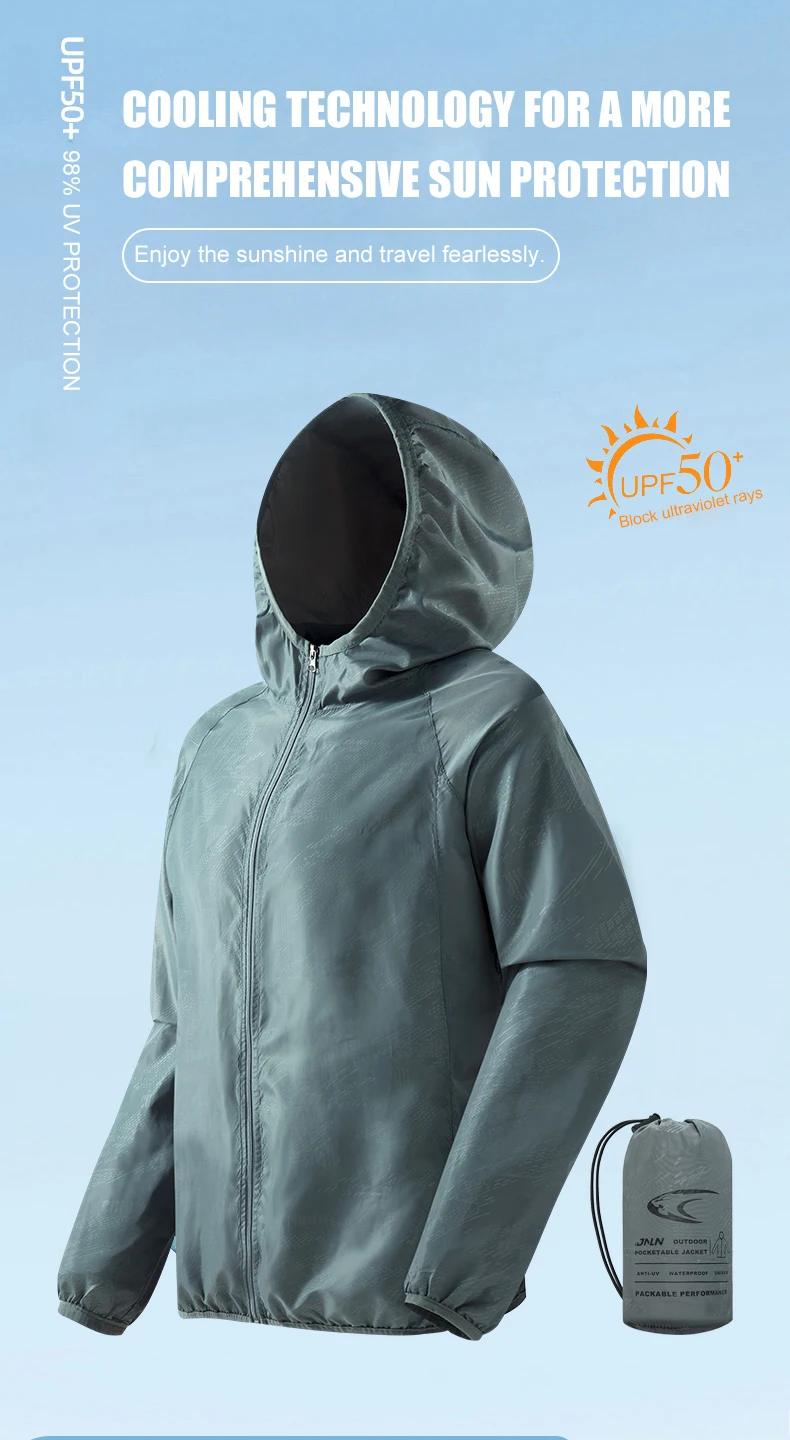 LNGXO Men's Women's Waterproof Hiking Jacket Quick Dry Sun Protection Windbreaker Camping Hunting Climbing Outdoor Rain Coat