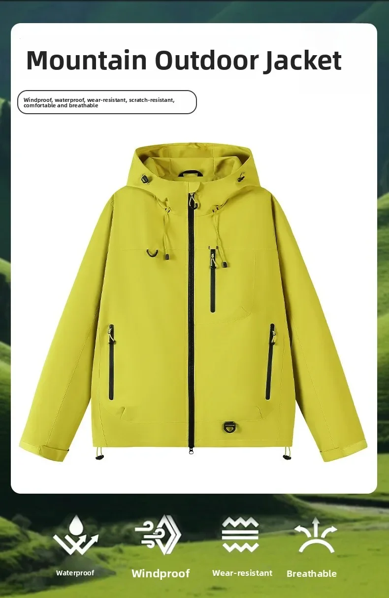 Unisex Waterproof Windbreaker Outdoor Sport Windproof Single-Layer Jacket Men Women Hiking Climbing Trekking Rain Coat