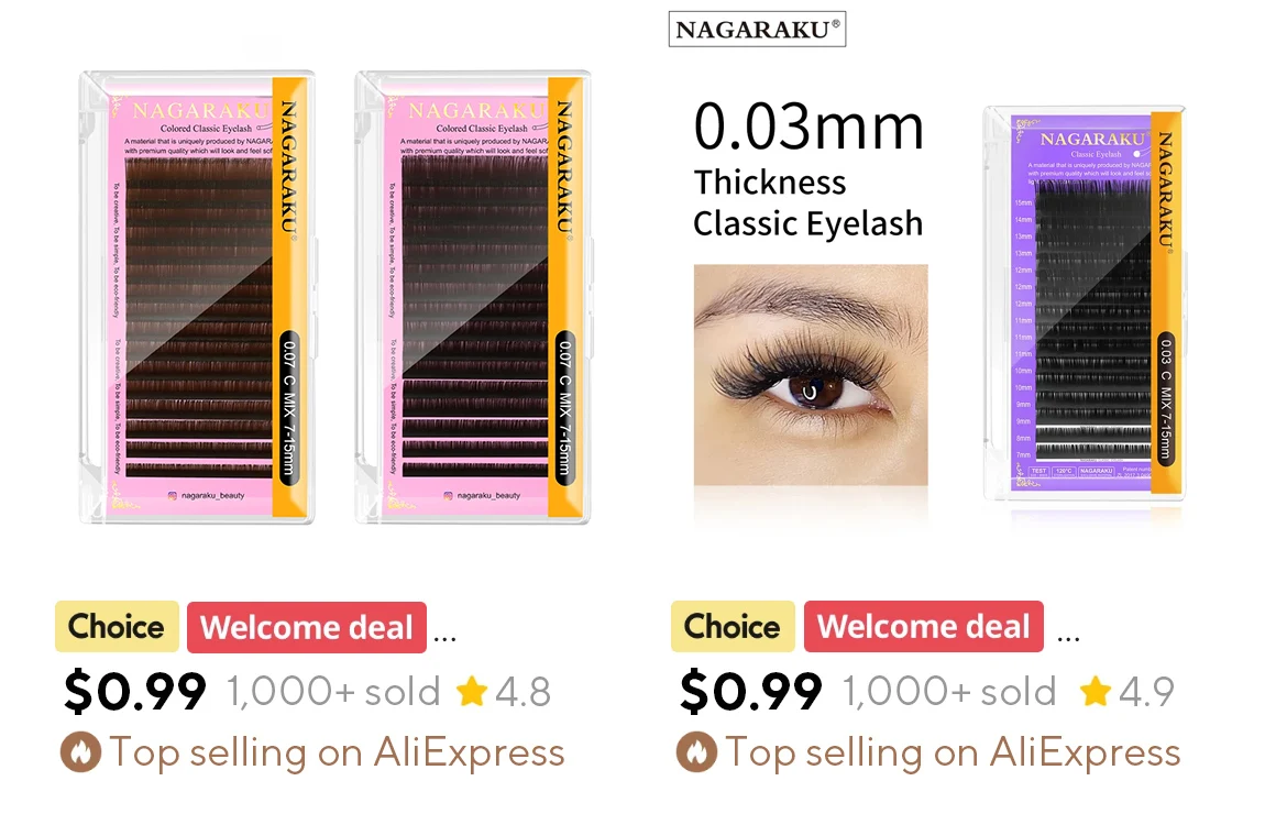 NAGARAKU 16Rows Classic Individual Eyelash Extension Lashes Matte Black Professional Soft Natural