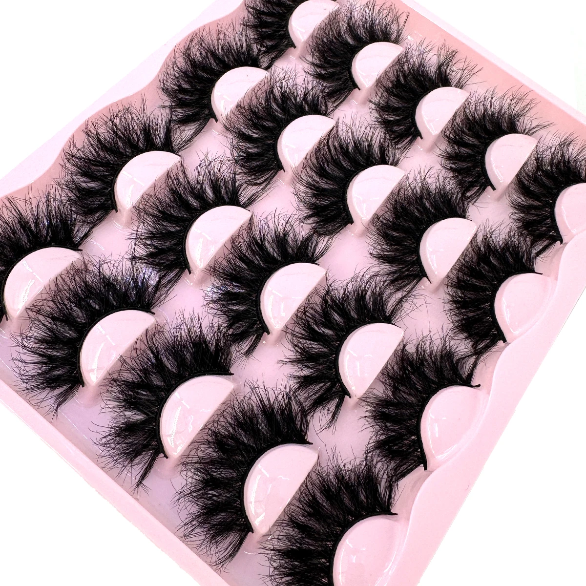 New 10 Pairs 3D Faux Mink Lashes Wispy Fluffy 25MM False Eyelashes Thick Volume Dramatic Cat Eye Lashes Long Strip Wispy Makeup