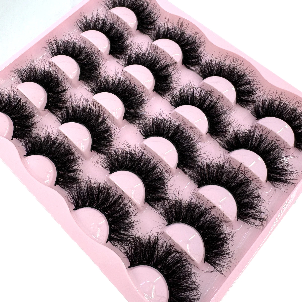 New 10 Pairs 3D Faux Mink Lashes Wispy Fluffy 25MM False Eyelashes Thick Volume Dramatic Cat Eye Lashes Long Strip Wispy Makeup