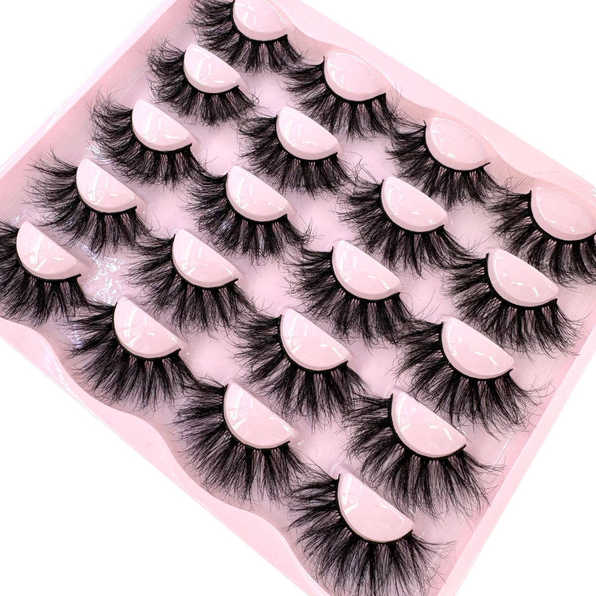 New 10 Pairs 3D Faux Mink Lashes Wispy Fluffy 25MM False Eyelashes Thick Volume Dramatic Cat Eye Lashes Long Strip Wispy Makeup