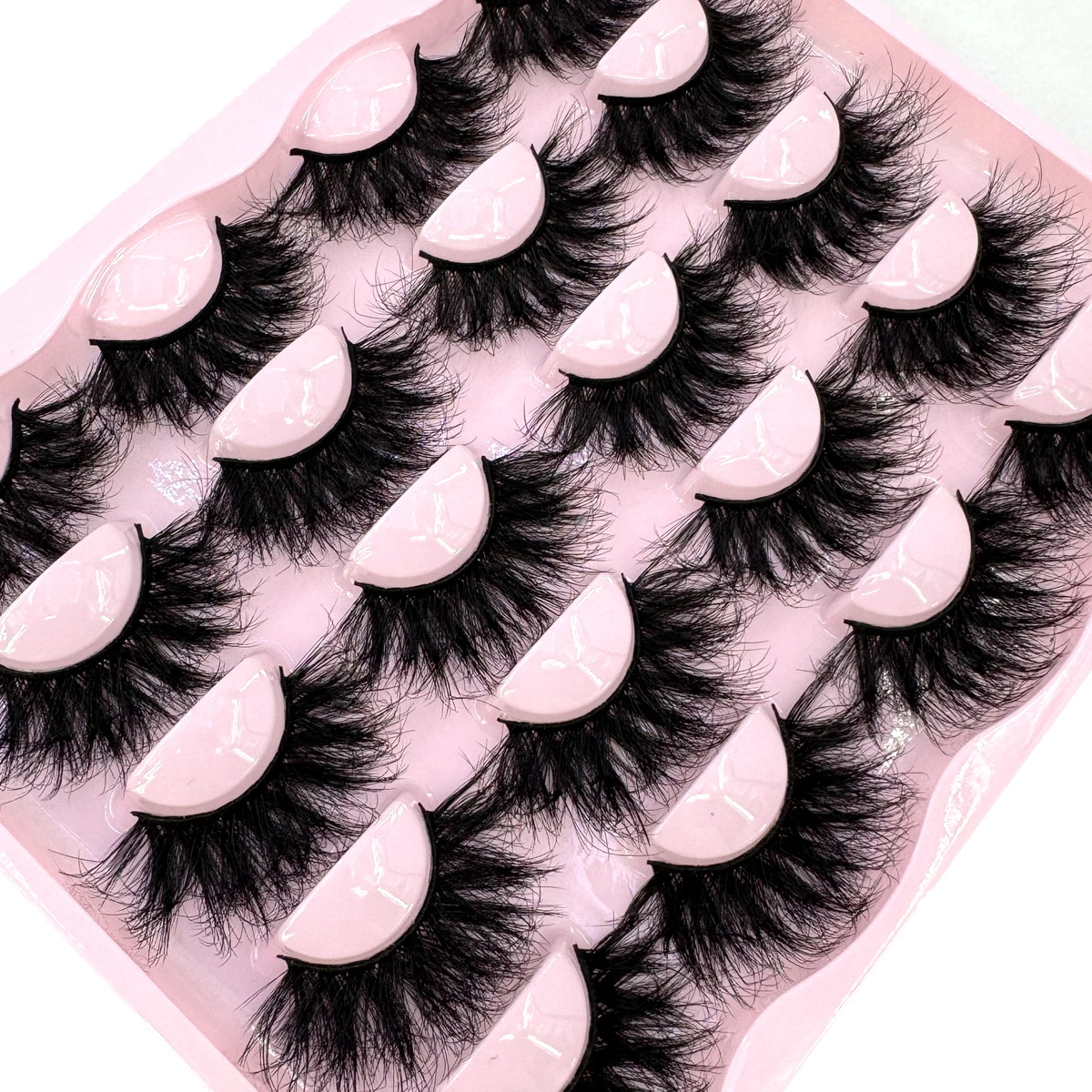 New 10 Pairs 3D Faux Mink Lashes Wispy Fluffy 25MM False Eyelashes Thick Volume Dramatic Cat Eye Lashes Long Strip Wispy Makeup