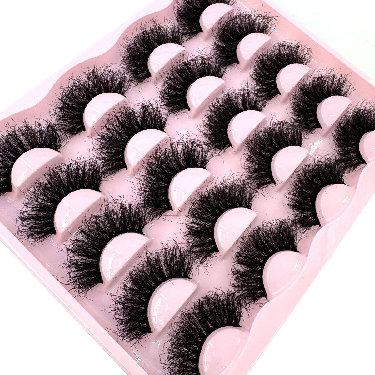 New 10 Pairs 3D Faux Mink Lashes Wispy Fluffy 25MM False Eyelashes Thick Volume Dramatic Cat Eye Lashes Long Strip Wispy Makeup