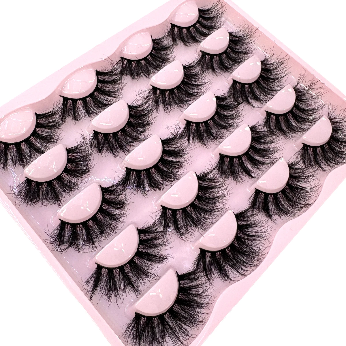 New 10 Pairs 3D Faux Mink Lashes Wispy Fluffy 25MM False Eyelashes Thick Volume Dramatic Cat Eye Lashes Long Strip Wispy Makeup