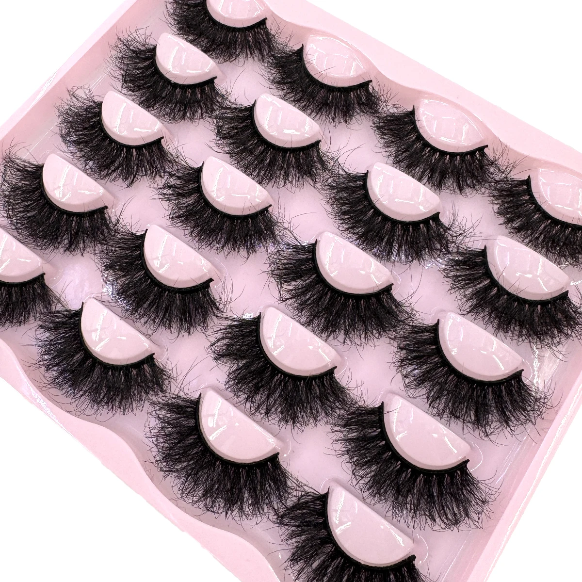 New 10 Pairs 3D Faux Mink Lashes Wispy Fluffy 25MM False Eyelashes Thick Volume Dramatic Cat Eye Lashes Long Strip Wispy Makeup
