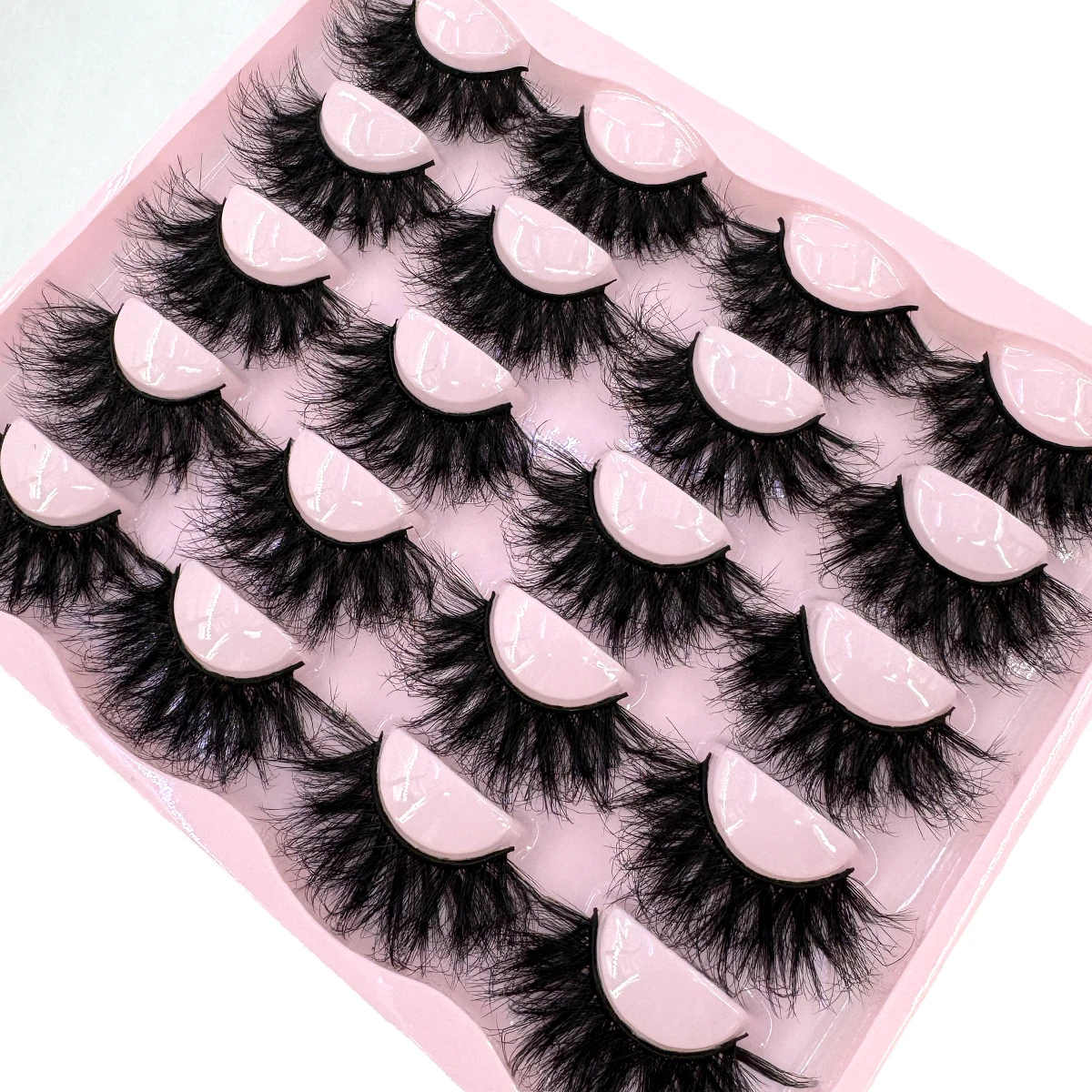 New 10 Pairs 3D Faux Mink Lashes Wispy Fluffy 25MM False Eyelashes Thick Volume Dramatic Cat Eye Lashes Long Strip Wispy Makeup