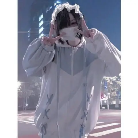 Subculture Zippers Hoodies Y2k Aesthetic Women Casual Oversized Hooded Coats Street Harajuku Grunge Loose Sweatshirts