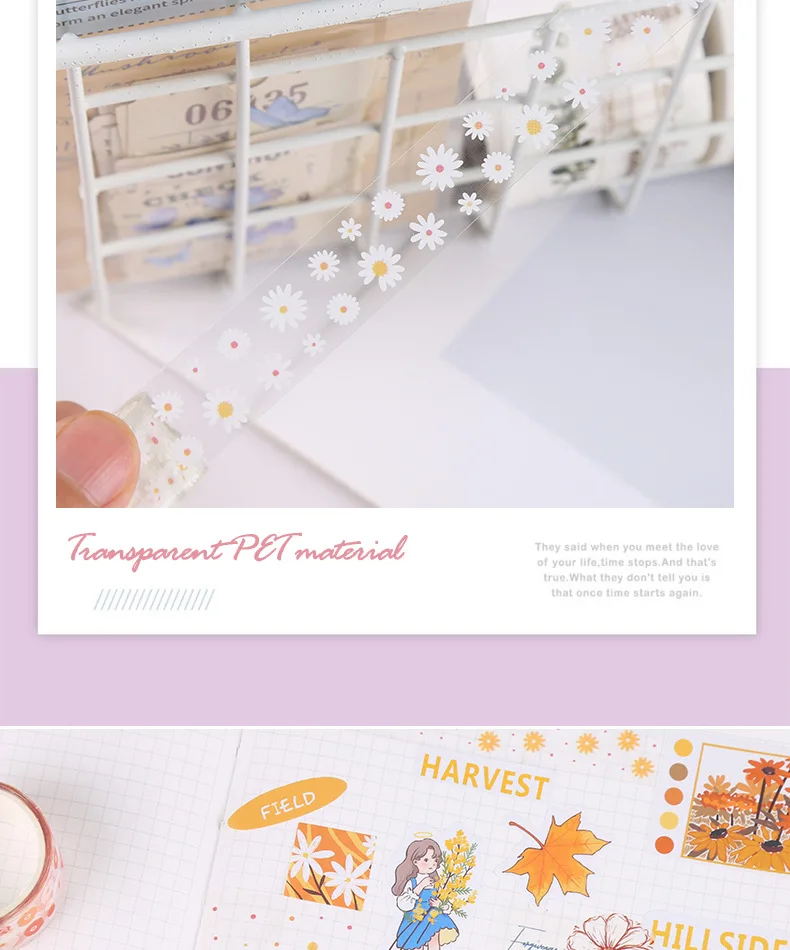 5Rolls Kawaii Transparent Sticker Tape DIY Decorative Material Tape Sketchbook Stickers School Supplies Japanese Stationery