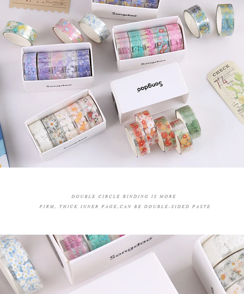 5Rolls Kawaii Transparent Sticker Tape DIY Decorative Material Tape Sketchbook Stickers School Supplies Japanese Stationery