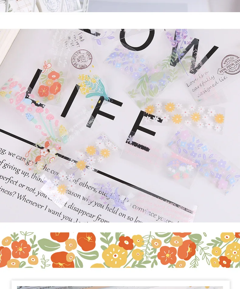 5Rolls Kawaii Transparent Sticker Tape DIY Decorative Material Tape Sketchbook Stickers School Supplies Japanese Stationery