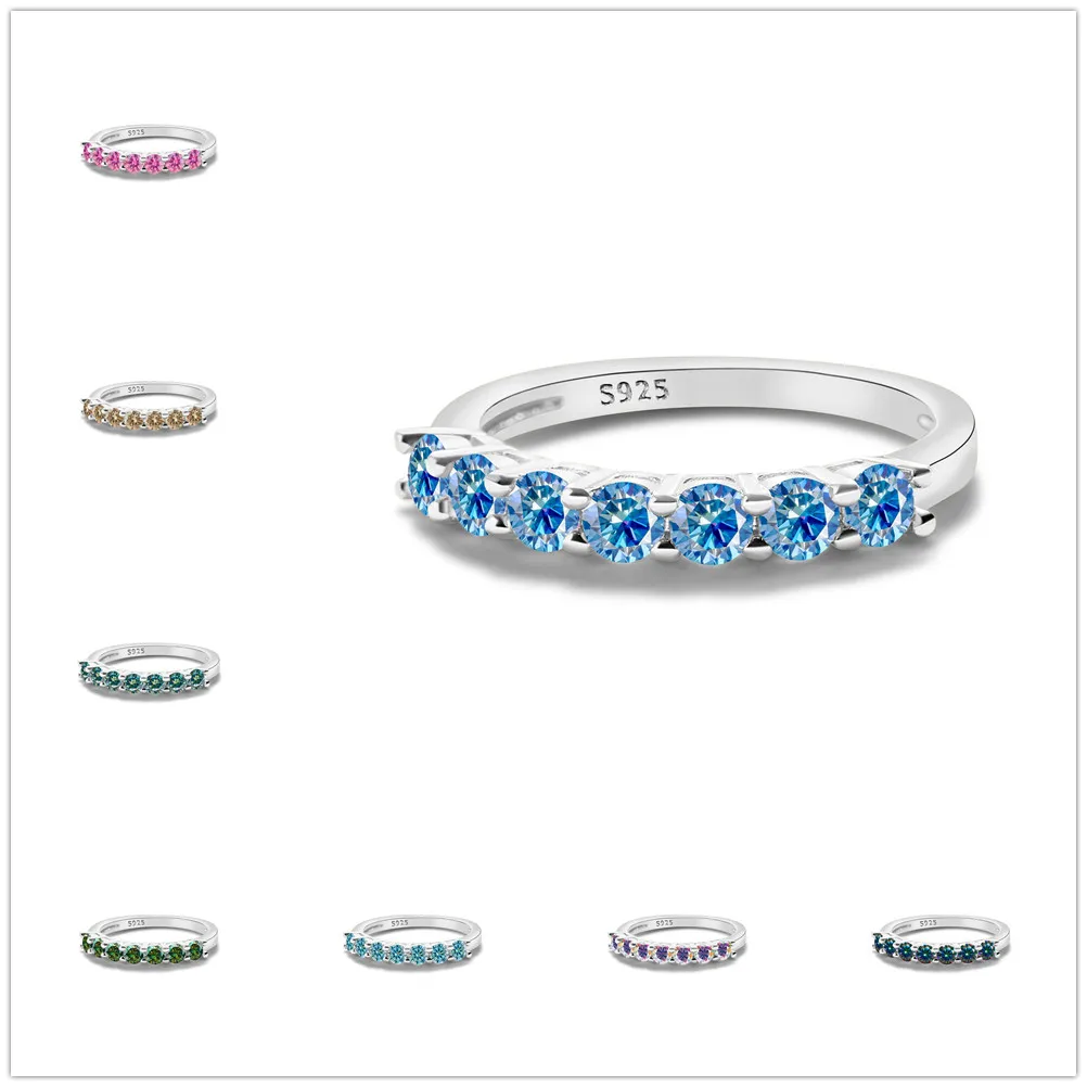 3mmx7PCS Round Moissanite Ring 18K White Gold Plated 925 Sterling Silver Fine Jewelry Wedding Engagement Rings for Women Man