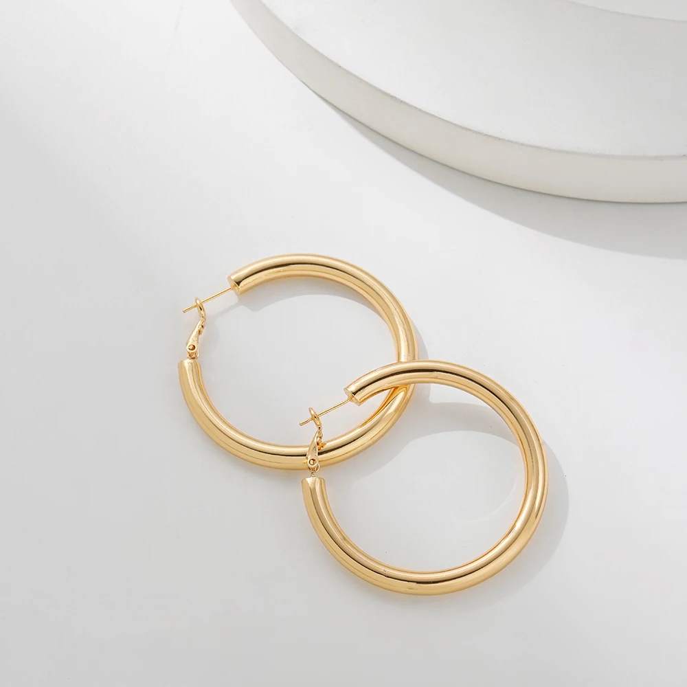 New Trendy Geometric Twisted Thick Hoop Earrings Fashion Gold Color Big Round Circle Earrings for Women Punk Hiphop Jewelry Gift