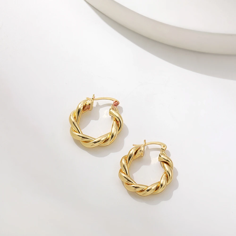 New Trendy Geometric Twisted Thick Hoop Earrings Fashion Gold Color Big Round Circle Earrings for Women Punk Hiphop Jewelry Gift