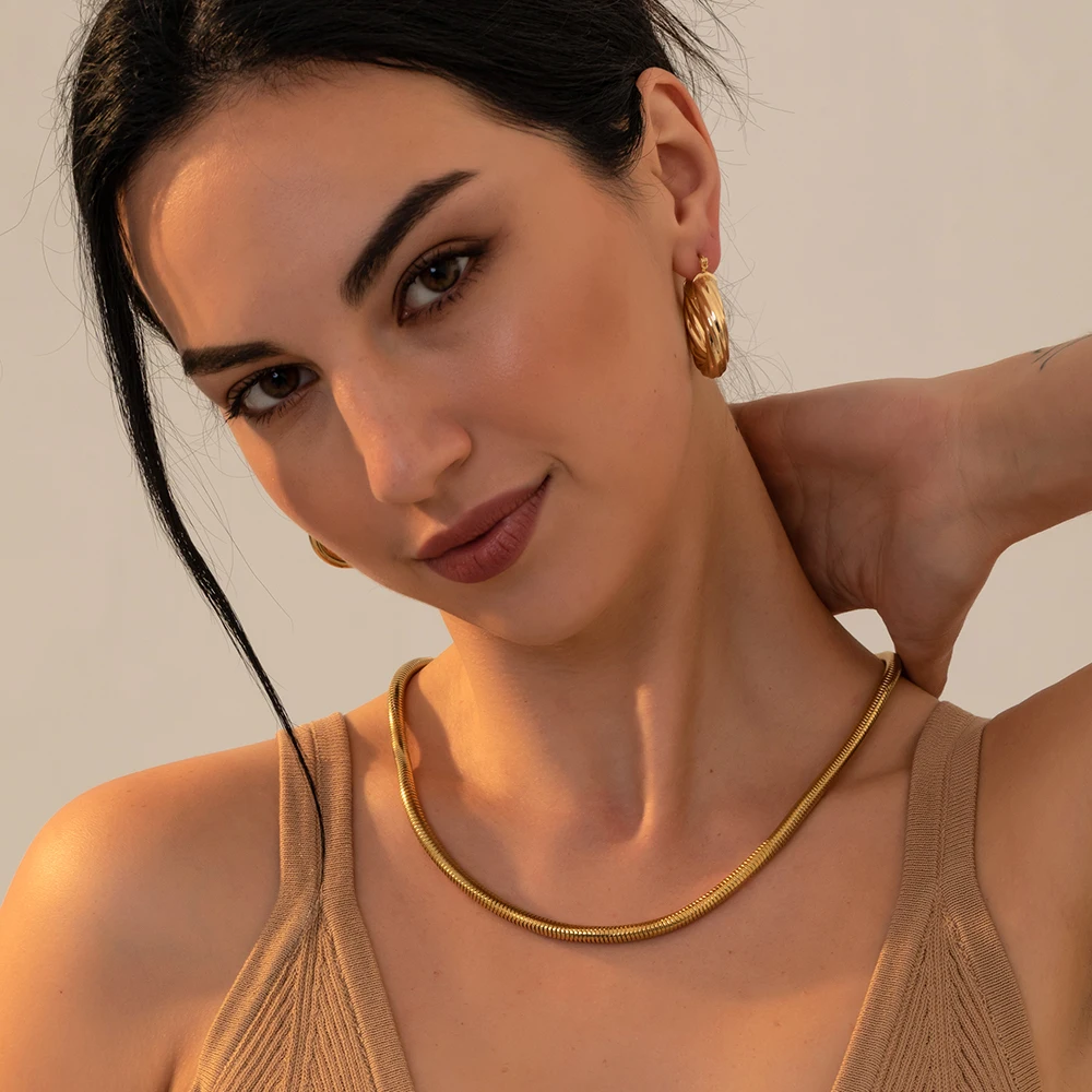 New Trendy Geometric Twisted Thick Hoop Earrings Fashion Gold Color Big Round Circle Earrings for Women Punk Hiphop Jewelry Gift