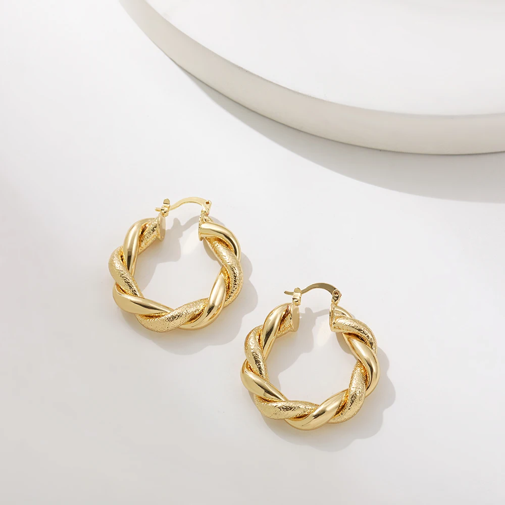 New Trendy Geometric Twisted Thick Hoop Earrings Fashion Gold Color Big Round Circle Earrings for Women Punk Hiphop Jewelry Gift