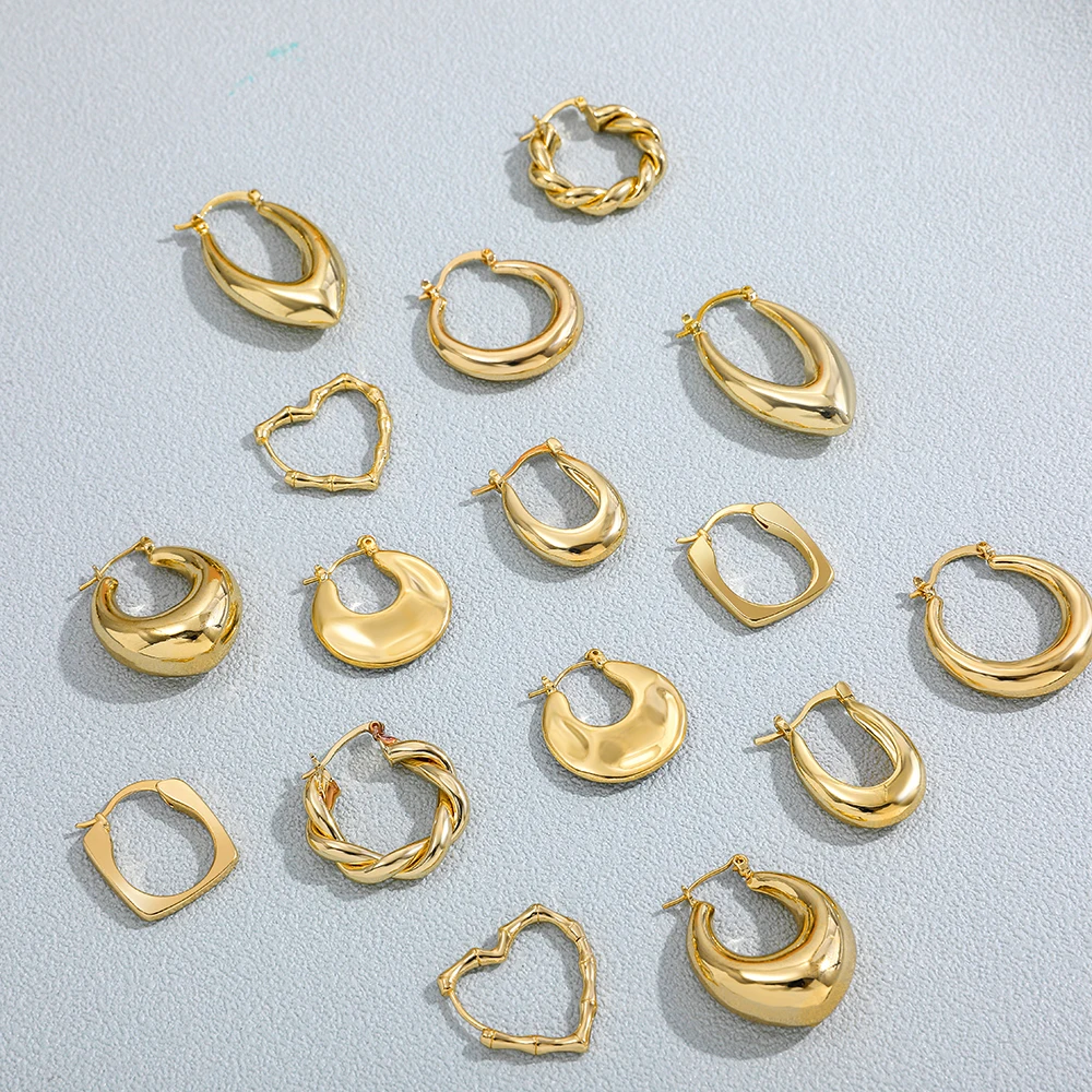 New Trendy Geometric Twisted Thick Hoop Earrings Fashion Gold Color Big Round Circle Earrings for Women Punk Hiphop Jewelry Gift