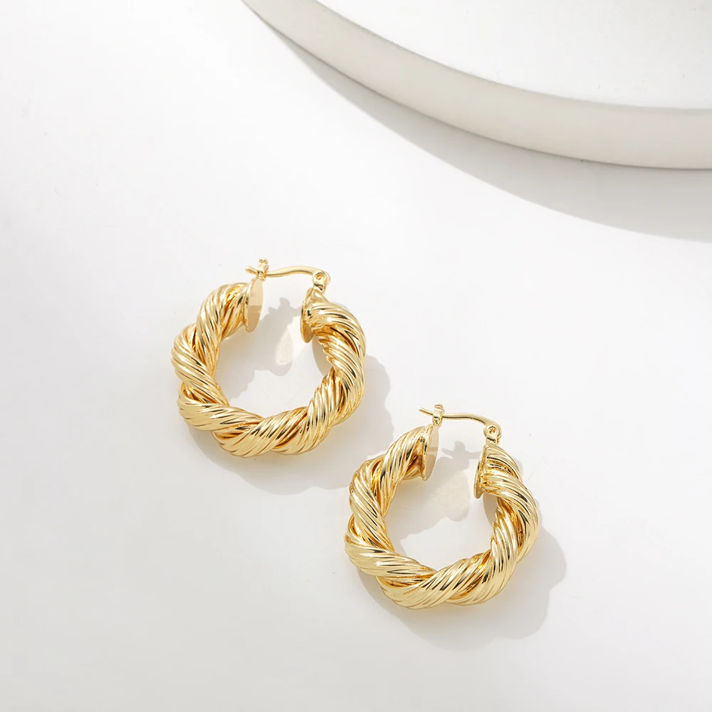 New Trendy Geometric Twisted Thick Hoop Earrings Fashion Gold Color Big Round Circle Earrings for Women Punk Hiphop Jewelry Gift