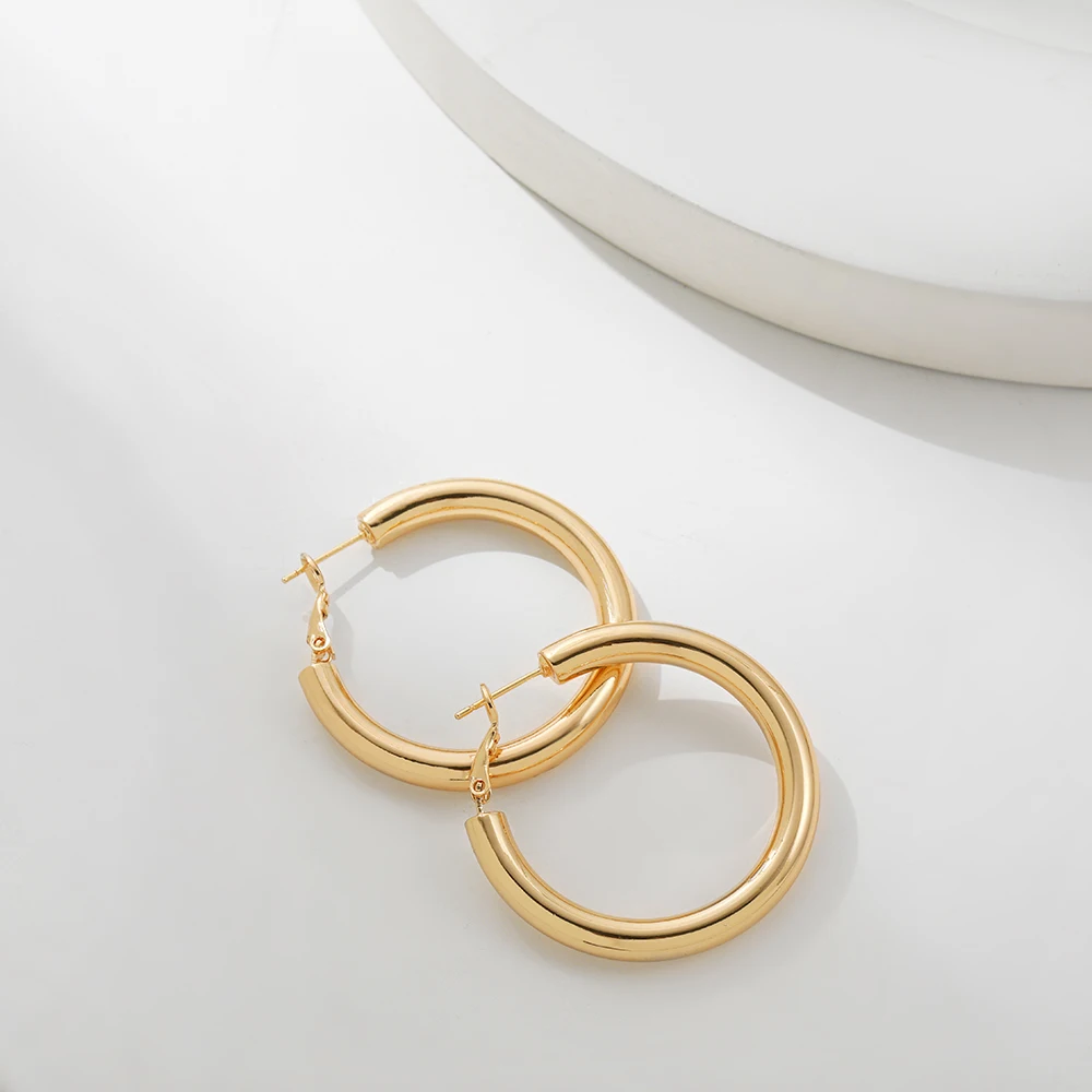 New Trendy Geometric Twisted Thick Hoop Earrings Fashion Gold Color Big Round Circle Earrings for Women Punk Hiphop Jewelry Gift