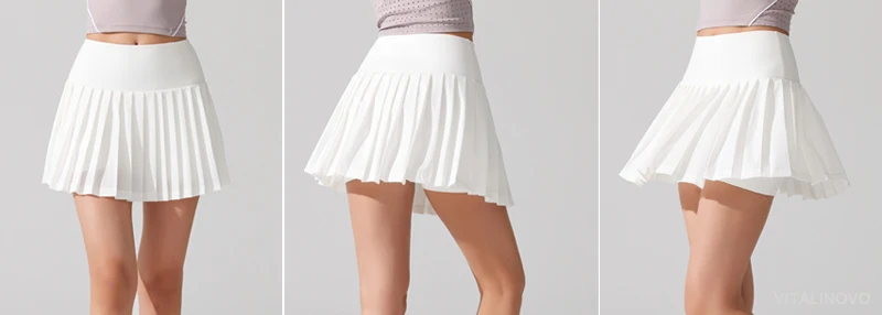 VITALINOVO Pleated Tennis Skirt for Women with Pocket Shorts Women's High Waisted Lightweight Athletic Golf Skorts Skirts Flowy