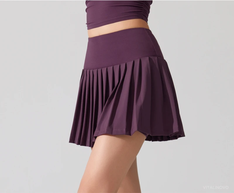 VITALINOVO Pleated Tennis Skirt for Women with Pocket Shorts Women's High Waisted Lightweight Athletic Golf Skorts Skirts Flowy