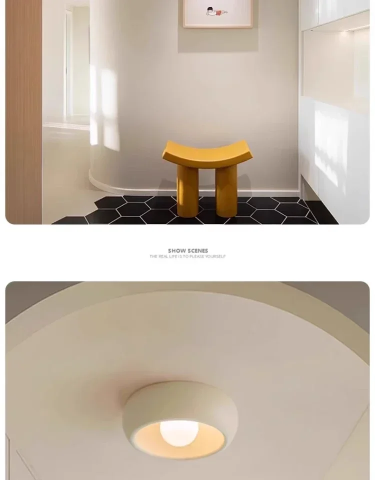 Japanese Wabi Sabi Style Circular Hallway Light Balcony LED Ceiling Cloakroom Entry Aisle Ceiling Chandelier Home Decor Lighting