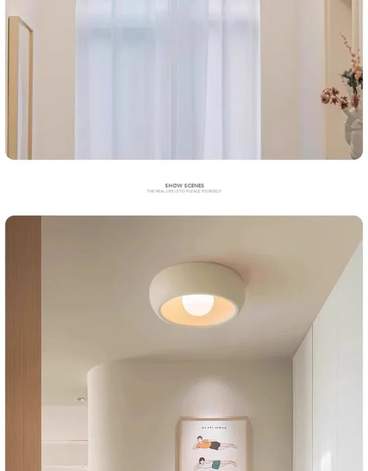 Japanese Wabi Sabi Style Circular Hallway Light Balcony LED Ceiling Cloakroom Entry Aisle Ceiling Chandelier Home Decor Lighting