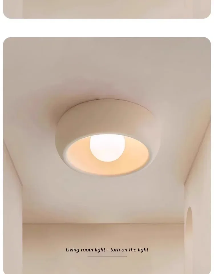 Japanese Wabi Sabi Style Circular Hallway Light Balcony LED Ceiling Cloakroom Entry Aisle Ceiling Chandelier Home Decor Lighting