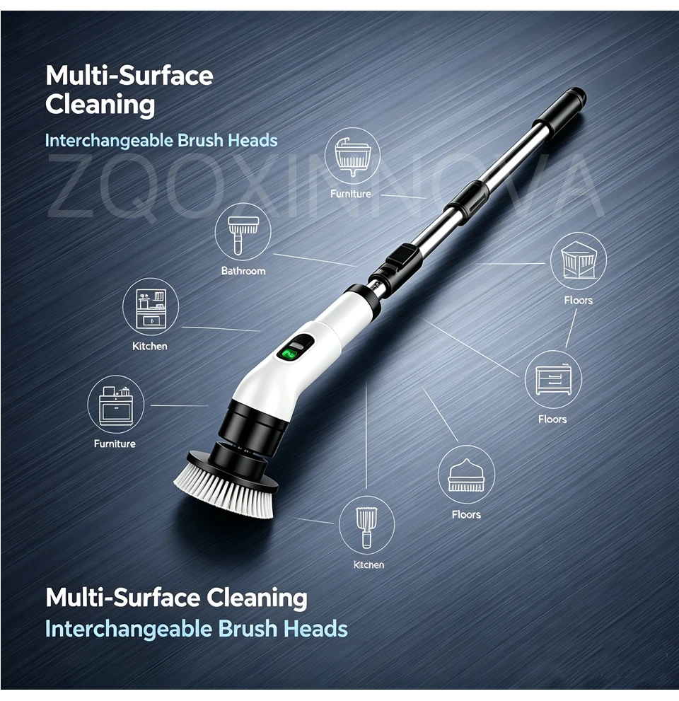 Household Cordless Spin Scrubber Kitchen Gadgets Hair Brushes Bathroom Broom Toilet Mops Electric Multipurpose Cleaning Brush