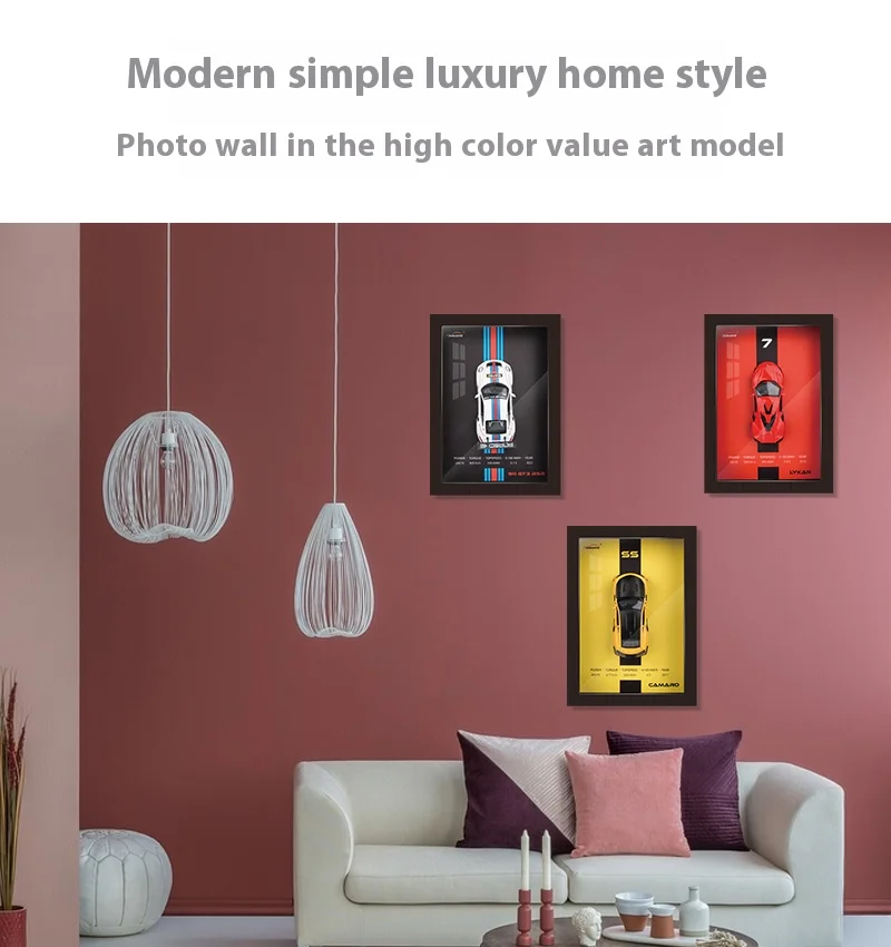 1/32 Photo Frame Version Alloy Metal Sports Car Model Simulation 3D Racing Car Hanging Painting Collection Kids Gifts Decoration