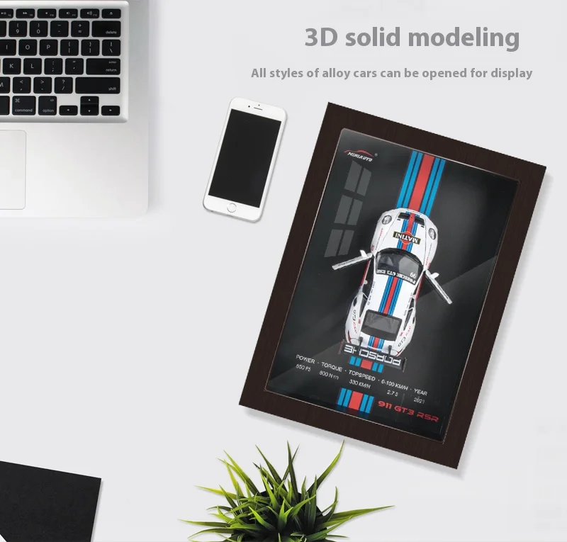 1/32 Photo Frame Version Alloy Metal Sports Car Model Simulation 3D Racing Car Hanging Painting Collection Kids Gifts Decoration