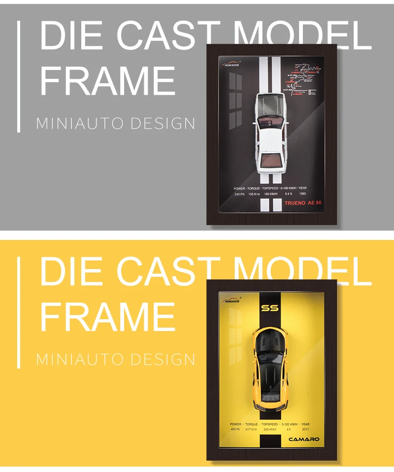 1/32 Photo Frame Version Alloy Metal Sports Car Model Simulation 3D Racing Car Hanging Painting Collection Kids Gifts Decoration