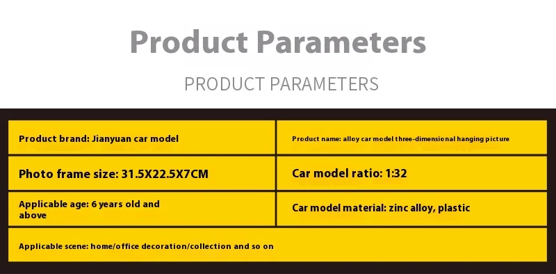 1/32 Photo Frame Version Alloy Metal Sports Car Model Simulation 3D Racing Car Hanging Painting Collection Kids Gifts Decoration