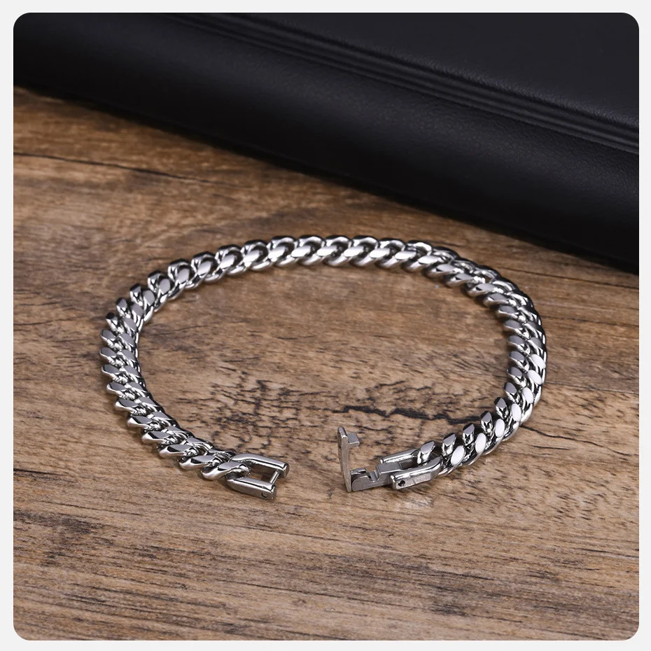 Vnox 6/8/10/12mm Cuban Chain Bracelets for Men Women, Solid Stainless Steel Curb Link Chain Wristband Jewelry