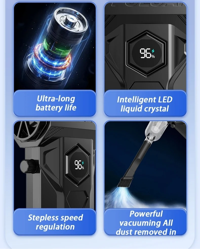 X11Pro Turbo Jet Blower 990000RPM Brushless Motor Powerful Air Blower Wind Speed 75m/s 10000mAh Violent Turbo Fan Vacuum Kit