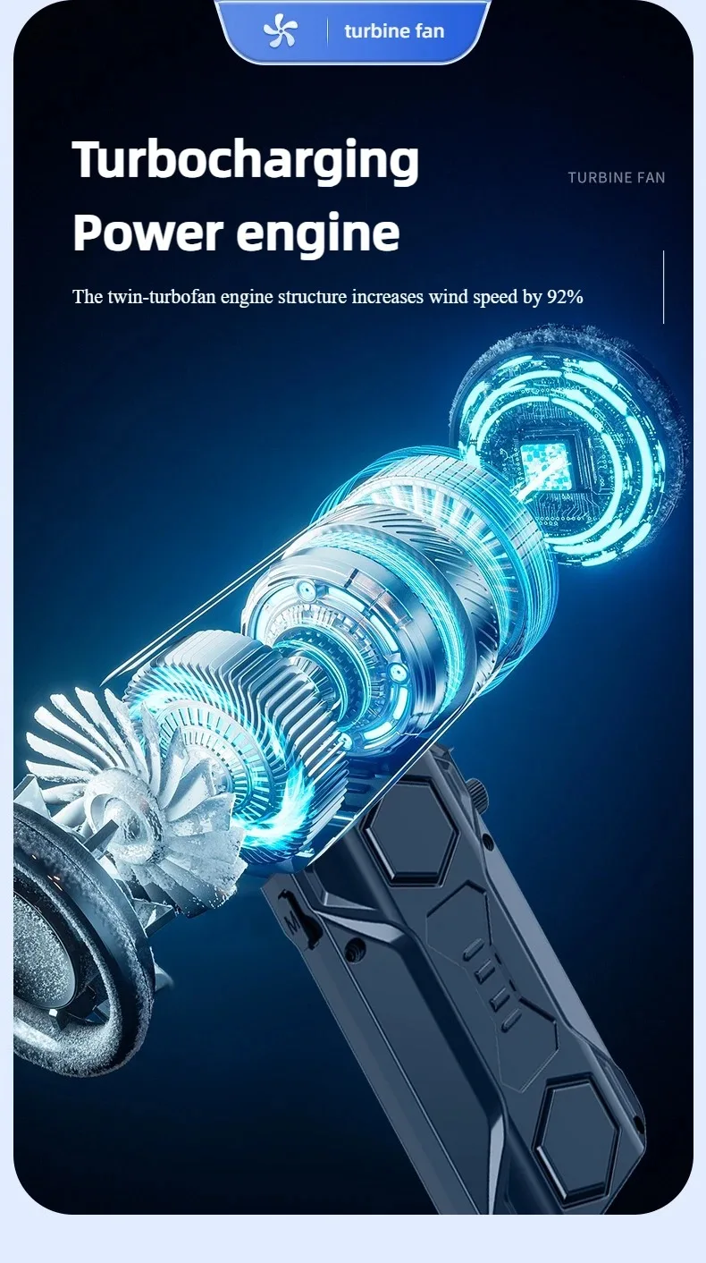 X11Pro Turbo Jet Blower 990000RPM Brushless Motor Powerful Air Blower Wind Speed 75m/s 10000mAh Violent Turbo Fan Vacuum Kit