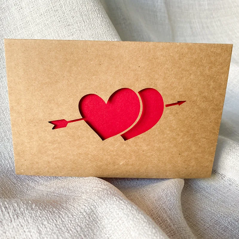 Love Gift Cards Red Kraft Paper Invitation Wedding Happy Valentines Day Greeting Card Festival Party Supplies Decoration Mixed