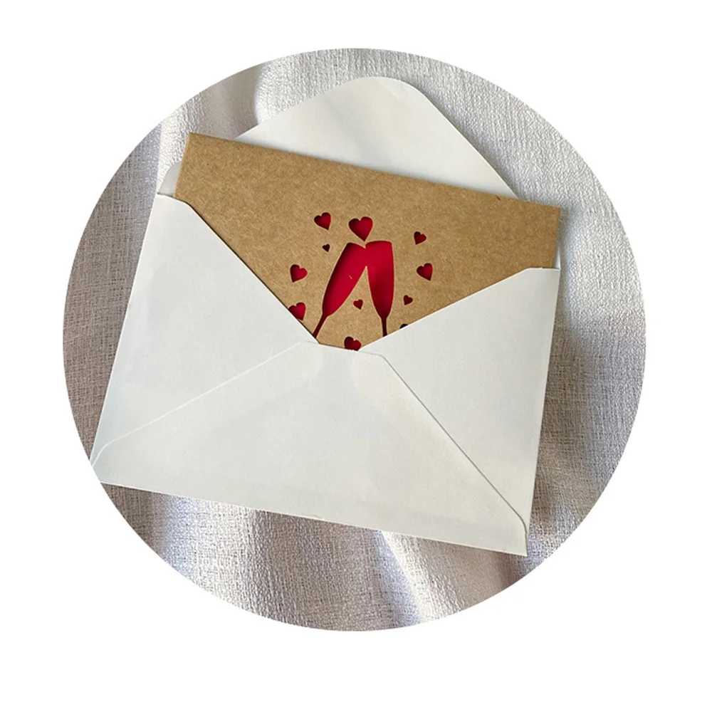 Love Gift Cards Red Kraft Paper Invitation Wedding Happy Valentines Day Greeting Card Festival Party Supplies Decoration Mixed