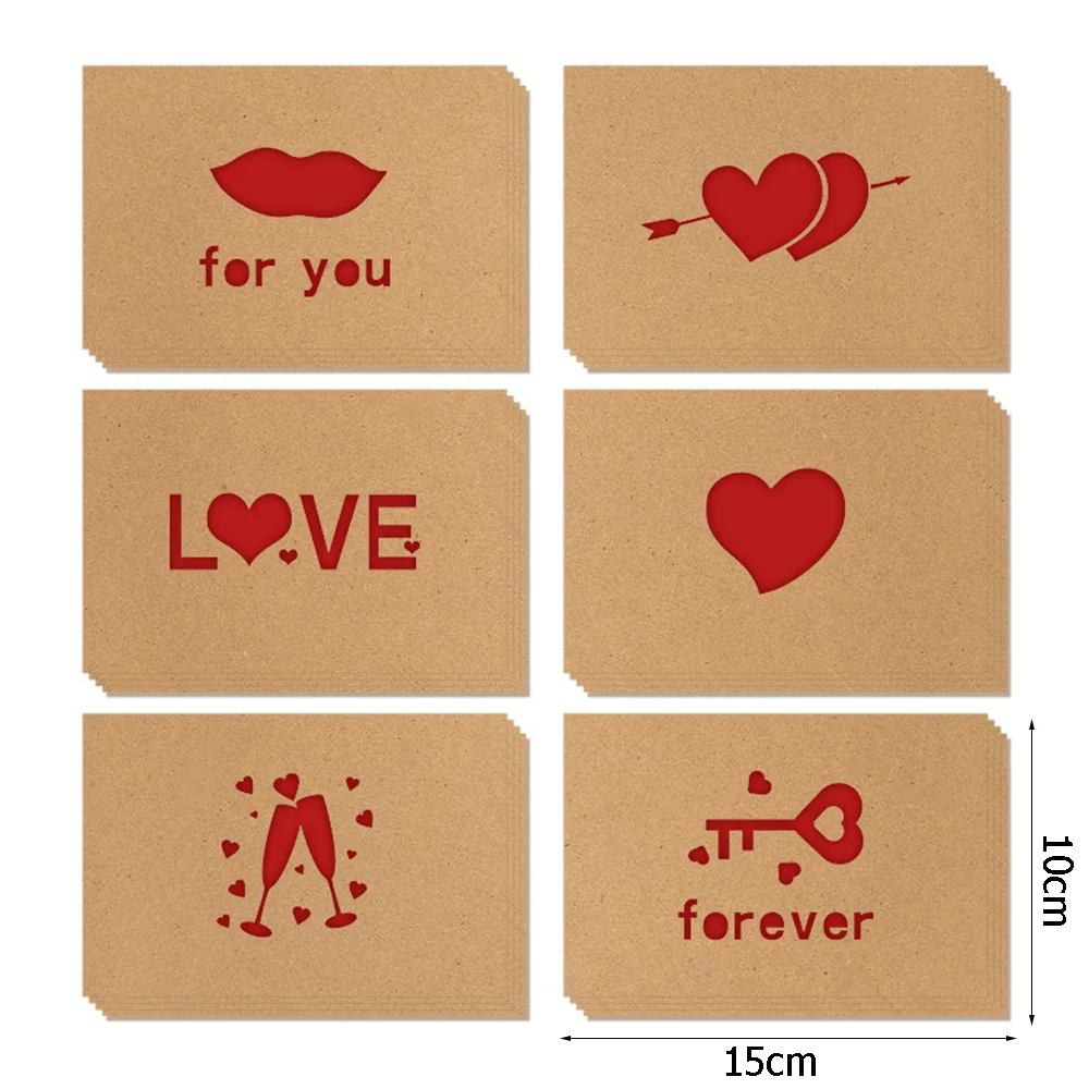 Love Gift Cards Red Kraft Paper Invitation Wedding Happy Valentines Day Greeting Card Festival Party Supplies Decoration Mixed