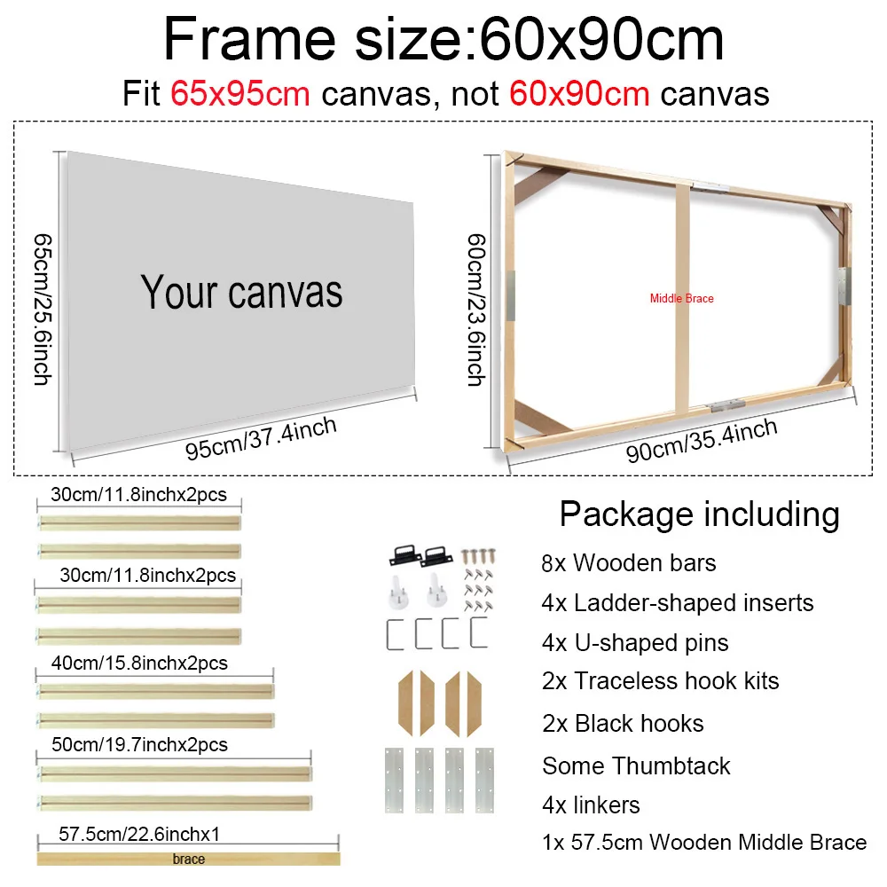 45x65 50x70 30x40cm Wall Art Painting Frame Wooden Frames for Canvas Oil Painting Diamond Painting Frames Canvas Wall Frame