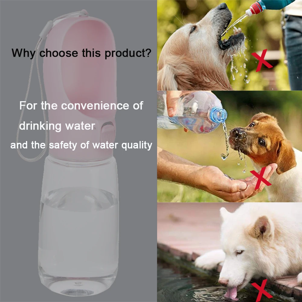 Dog Water Bottle For Pet Dogs Cats Water Feeder Bowls Outdoor Travel Leakproof Puppy Drinking Container Pug Chihuahua Labrador