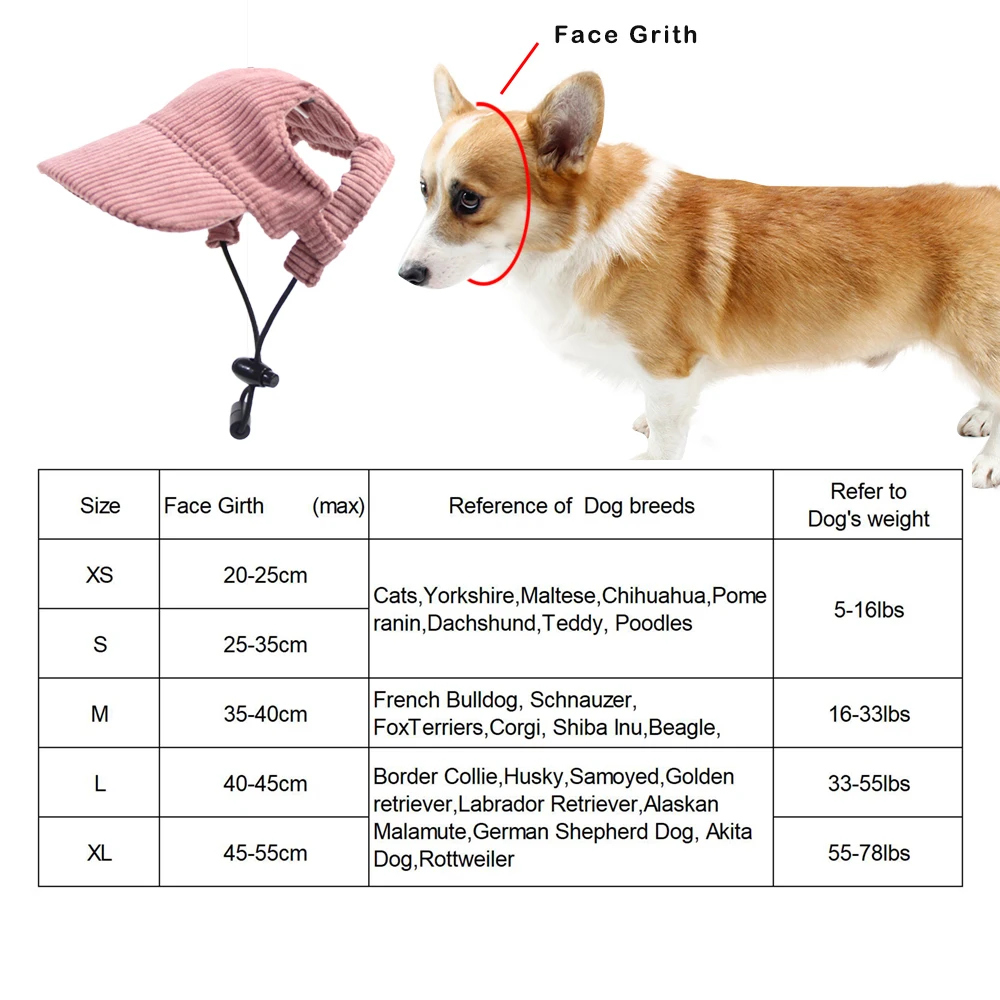 Fashionable Pet Dog Hat with Adjustable Sun Protection XS to XL Size for Small Medium Large Dogs Pet Outdoor Suppies Accessories