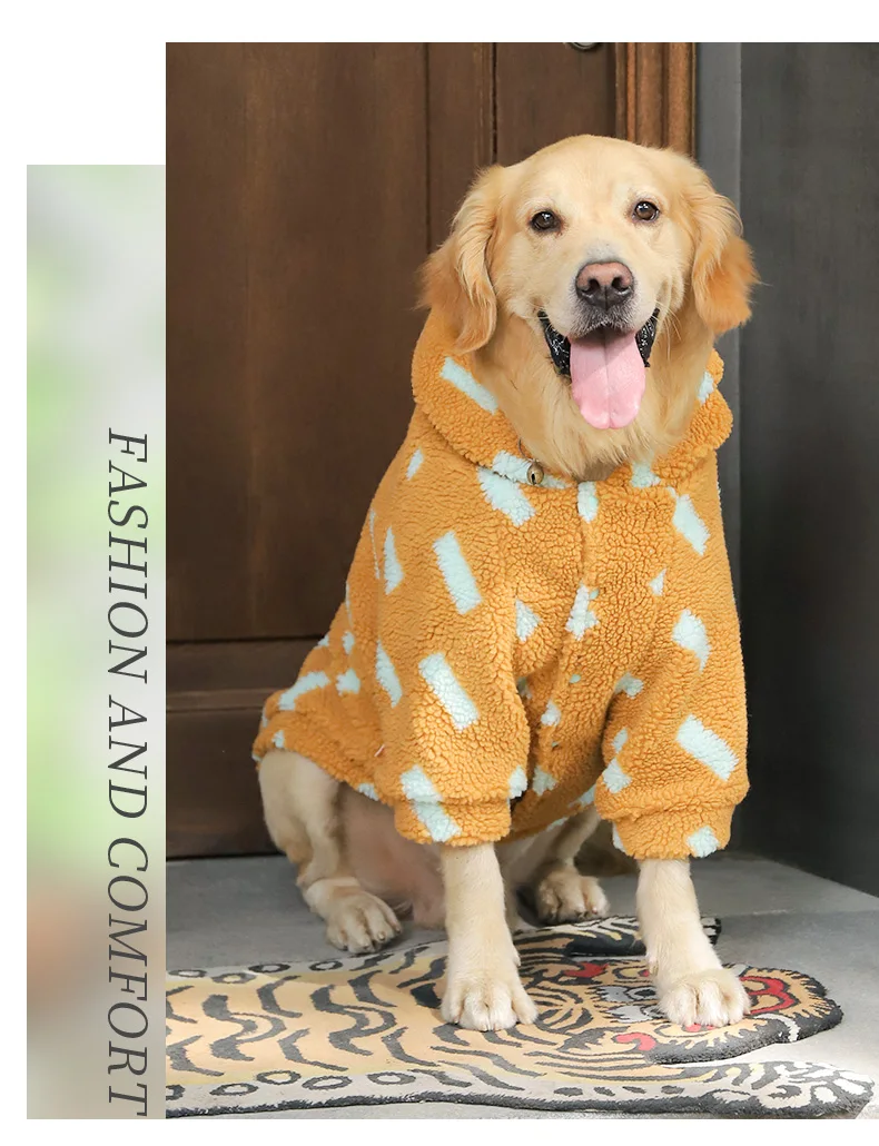 HOOPET 3XL-7XL Winter Thick Big Dog Clothes Lambs Wool Jacket for Medium Large Dogs Windproof Coat Pet Accessories